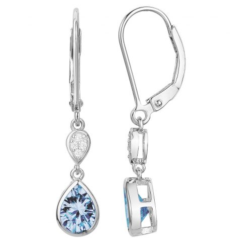 Boucles d'oreilles Dormeuses Argent 925/1000 Oxydes et Spinelle Bleue Claire