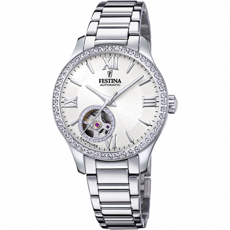Montre Festina Femme Automatique Coeur Ouvert Verre Saphir F20488/1