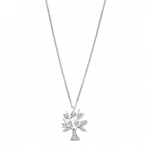 Collier Argent 925/1000 Arbre de vie et Oxydes