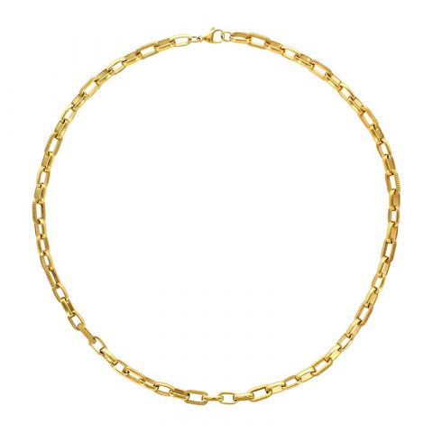 Collier Homme Acier Plaqué PVD Jaune Maille Forçat à Cran 60cm