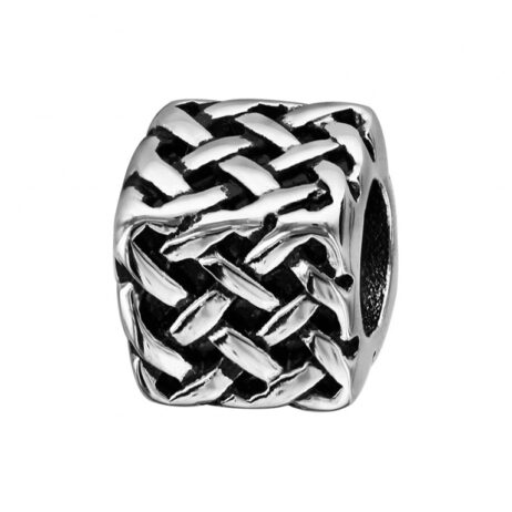 Charms Thabora Homme Acier Cube et Tresse Relief