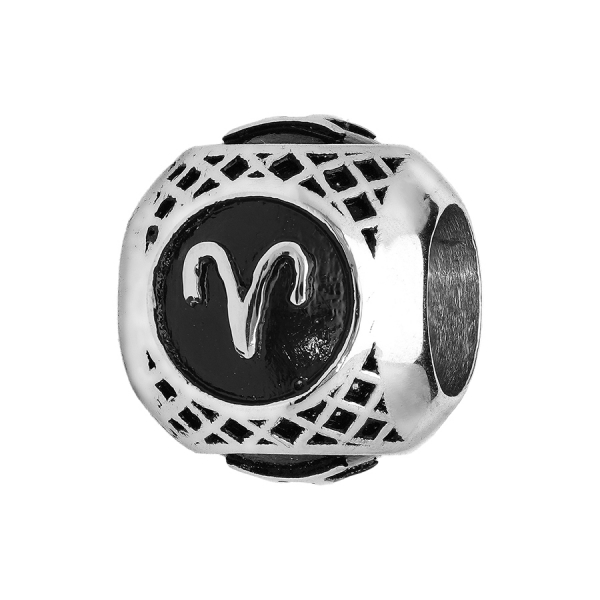 Charms Thabora Homme Acier Boule Signe du Zodiaque Patine Noire - Bélier