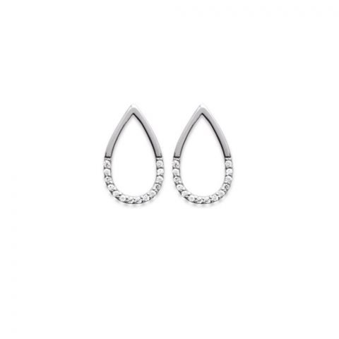 Boucles d'oreilles Forme Poire Argent et Oxydes