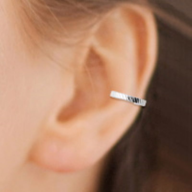 Bague d'oreille Ear Cuff Argent 925/1000 Rhodié Forme Striée – Image 2