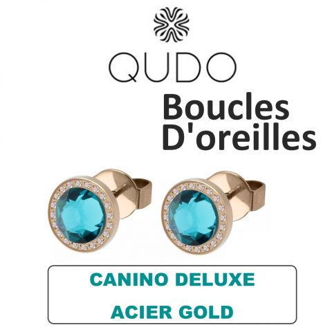 Boucles d'oreilles Qudo Canino Deluxe 10,5 mm Acier Gold Cristal