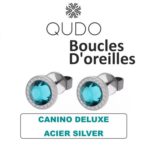 Boucles d'oreilles Qudo Canino Deluxe 10,5 mm Acier Silver Cristal