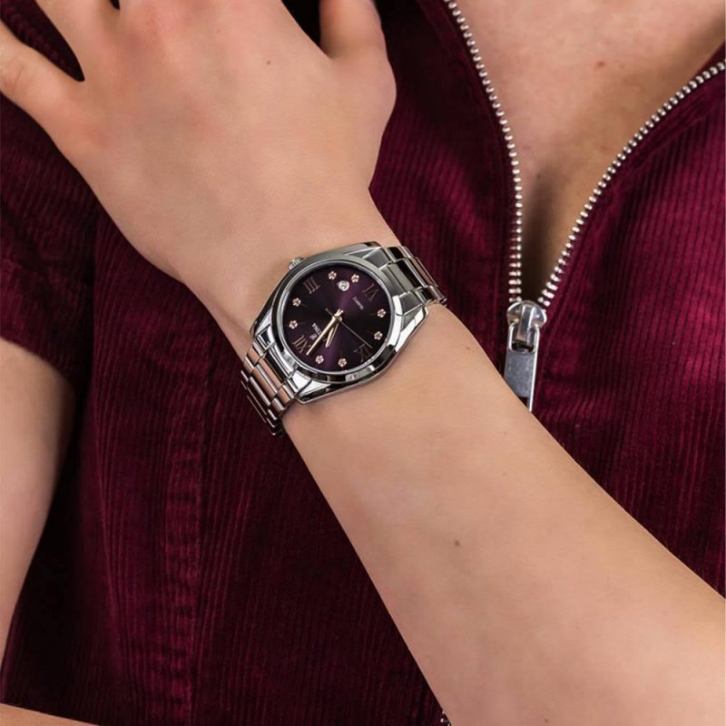 Montre Festina Femme Bracelet Acier Fond Bordeaux et Oxydes F16790/E – Image 2