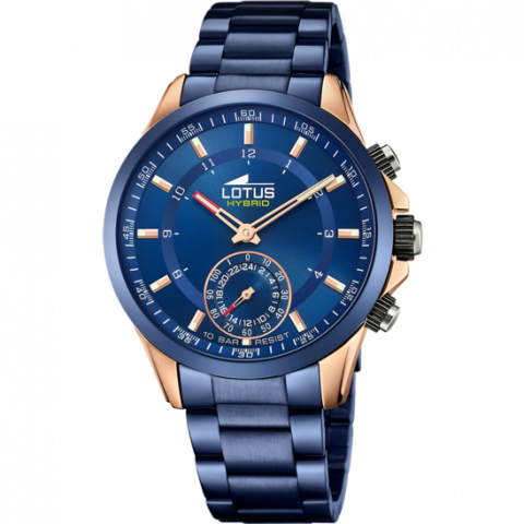 Montre Lotus Homme Connectée Hybrid Bracelet Acier Fond Bleu 18809/1