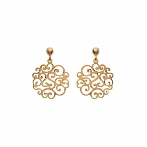 Boucles d'oreilles Pendantes Arabesques Plaqué Or