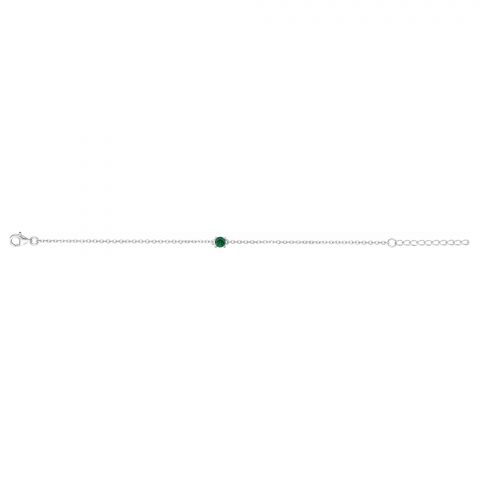 Bracelet Argent 925/1000 Rhodié et Pierre Verte