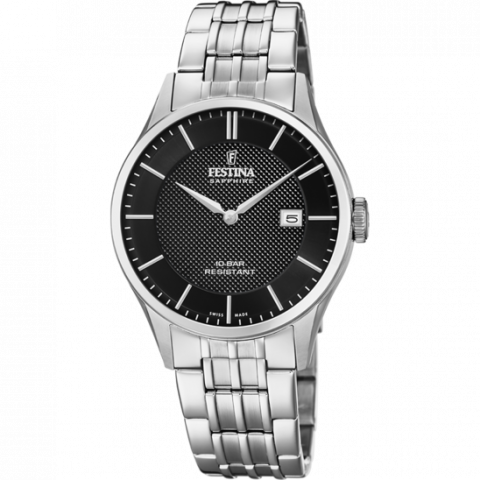 Festina Homme Swiss Made Acier Verre Saphir F20005/4
