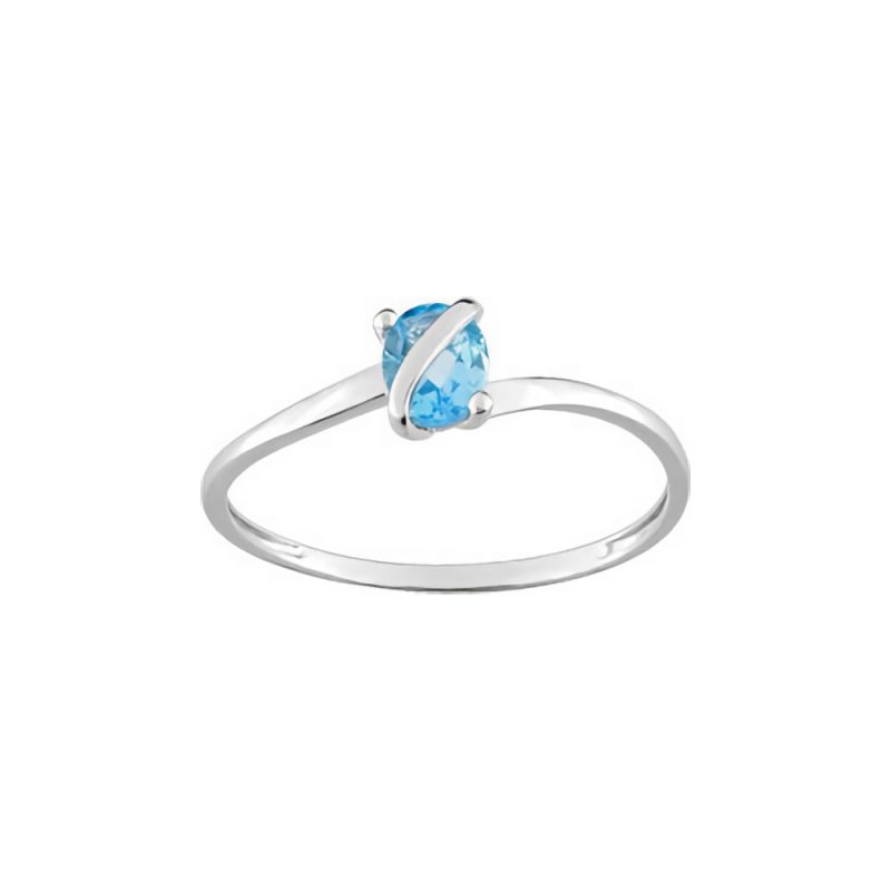 Bague Or Blanc 750/1000 et Topaze Bleue Ovale