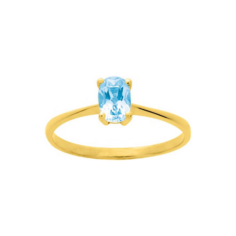 Bague Or Jaune 750/1000 et Topaze Bleue