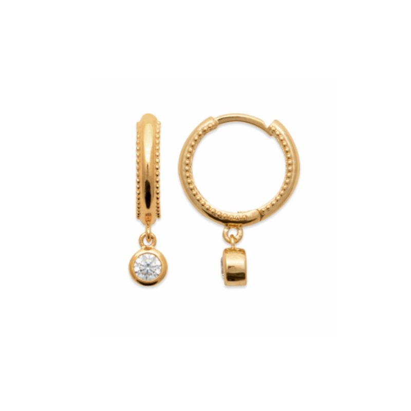 Créoles Perlées 10 mm plaqué or 750 et Pendants Oxydes Serti Clos – Image 2