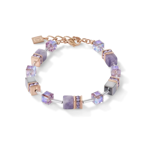 Bracelet Coeur de Lion GeoCUBE® Améthyste clair & hématite lilas 4017/30-0829