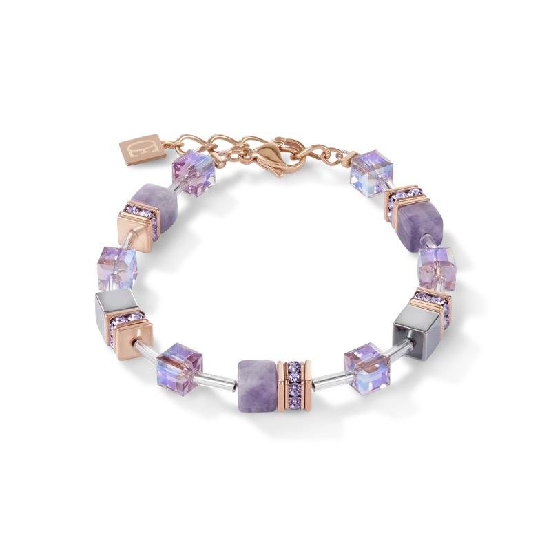 Bracelet Coeur de Lion GeoCUBE® Améthyste clair & hématite lilas 4017/30-0829