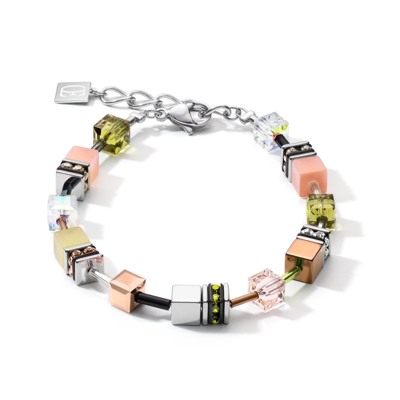 Bracelet Coeur de Lion GeoCUBE® Medium Olive-Pêche 5012/30-0922