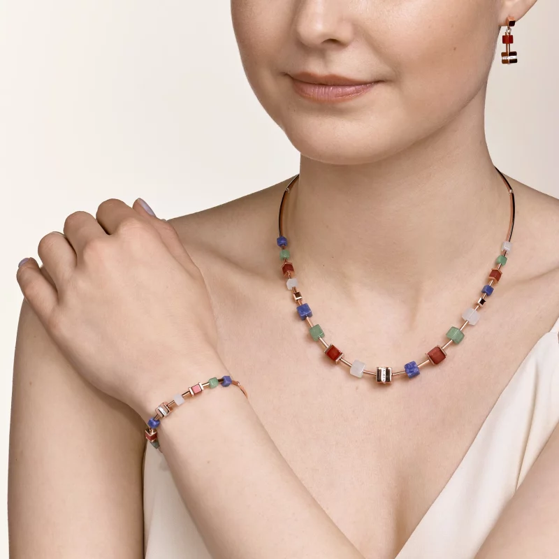 Collier Coeur de Lion GeoCUBE® Big Cube, Cristal, Multicolores Gemstone 5058/10-1561 – Image 2
