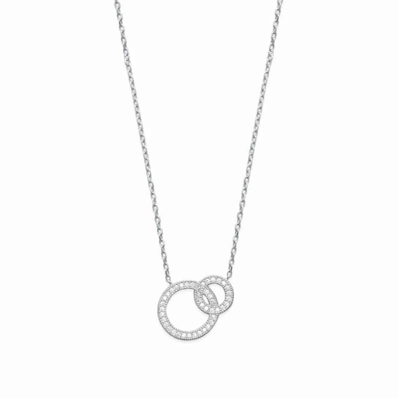 Collier Argent 925/1000 Rhodié et Double Rond Oxydes