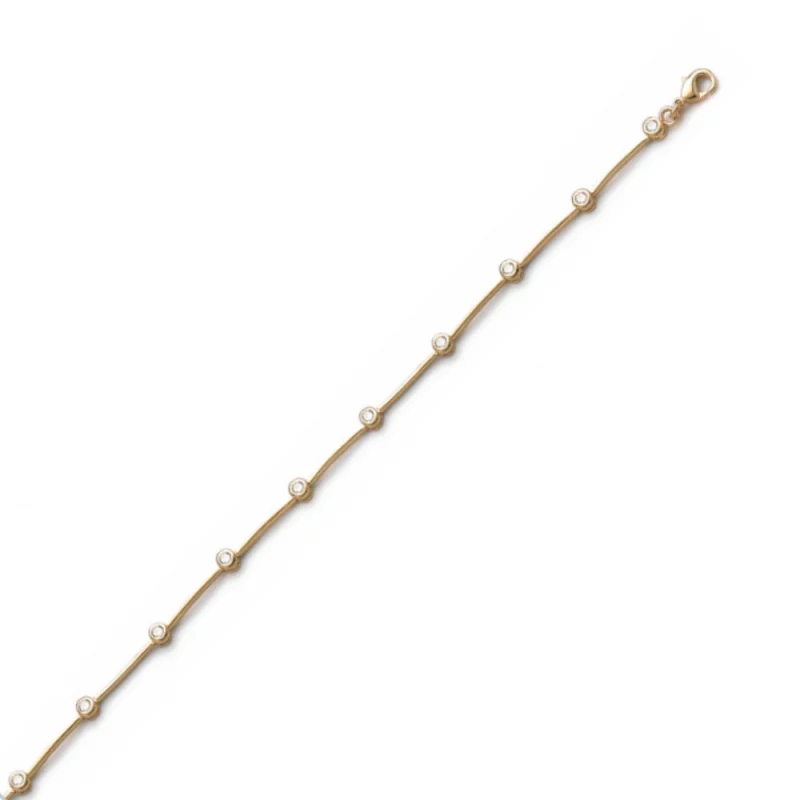 Bracelet Plaqué Or et Oxydes Serti Clos – Image 2