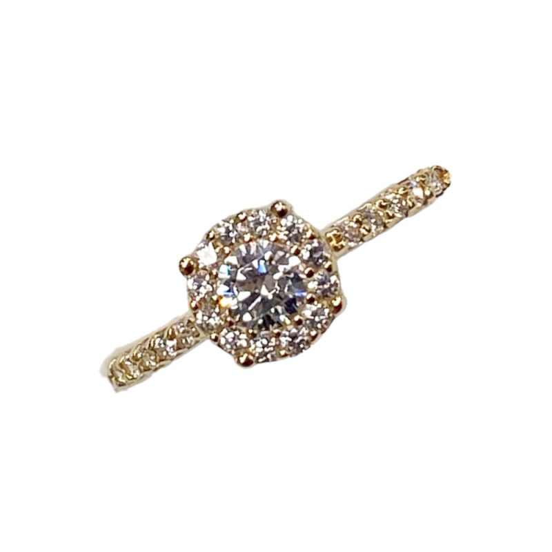 Bague Or Jaune 750/1000 Oxyde Central Entourage Oxydes