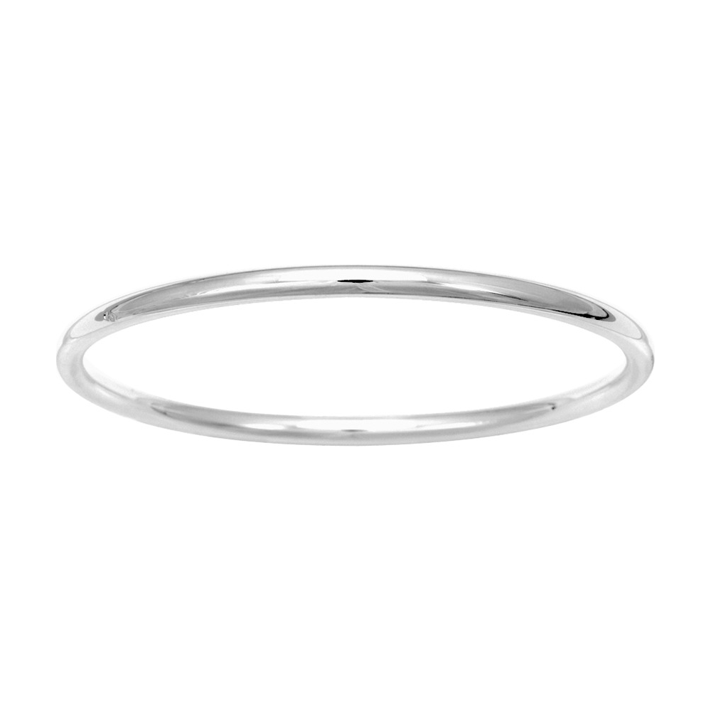 Bracelet Jonc Argent 925/1000 Rhodié Fil Rond 4mm