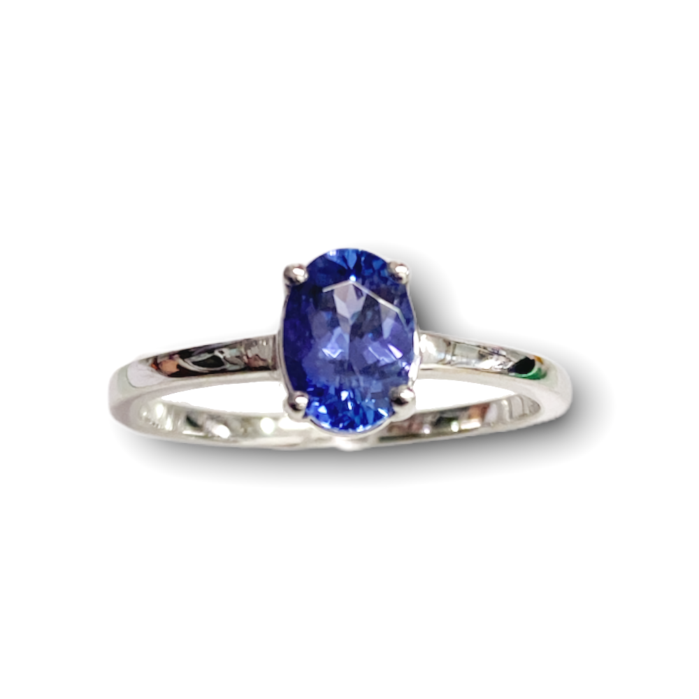 Bague Or Blanc 750/1000 et Tanzanite Ovale - 54