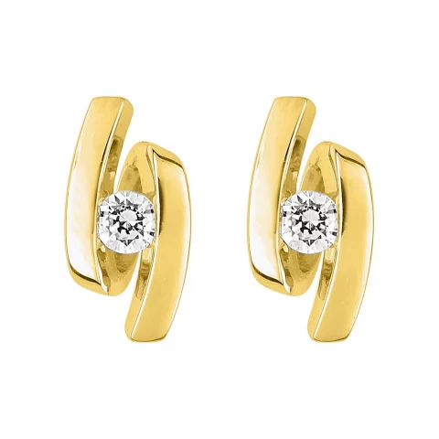 Boucles d'oreilles Plaqé Or et Oxydes Serti Rail