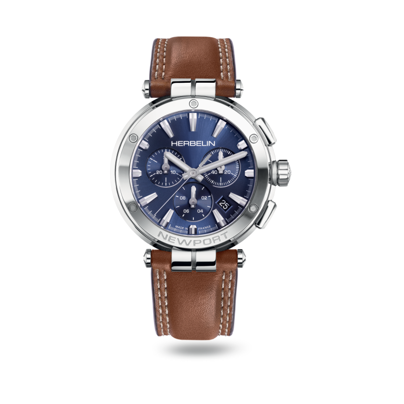 Montre Herbelin Homme Acier Chrono Newport Cuir Marron 37658/AP15GON
