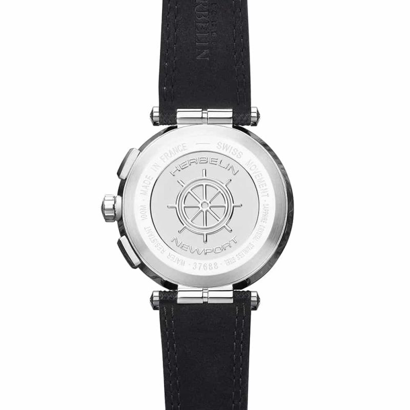 Montre Homme Herbelin Acier Chrono Newport Cuir Bleu 37688AG65 – Image 3