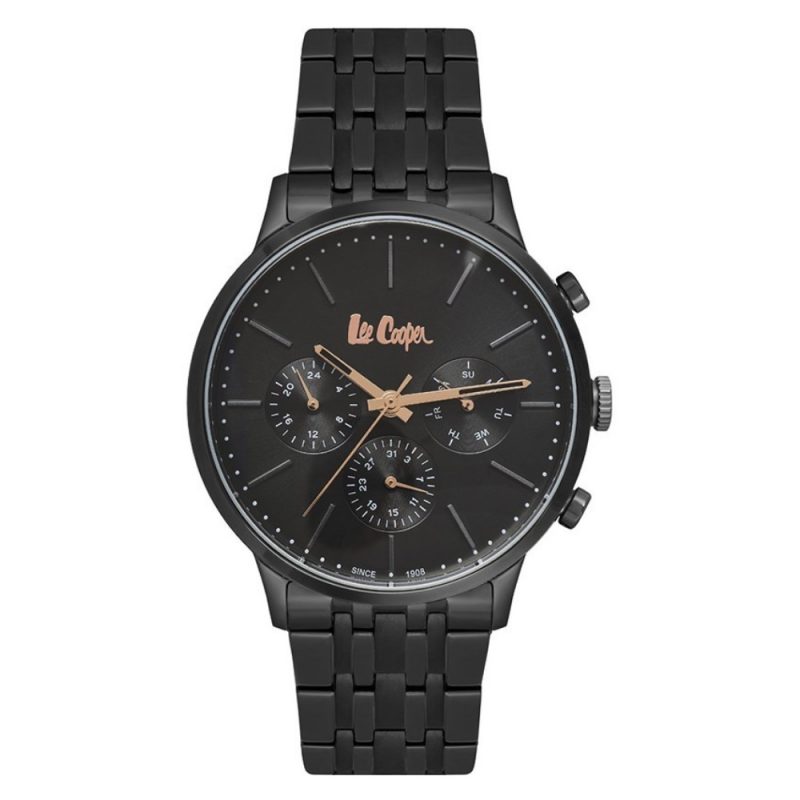 Lee Cooper Homme Chrono Fond Noir Bracelet Métal Noir LC06897,660