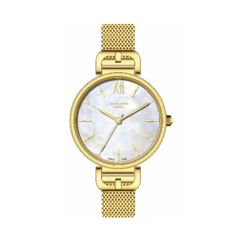 Montre Femme Lee Cooper Doré Cadran Nacré Bracelet Milanais Doré LC07348.120