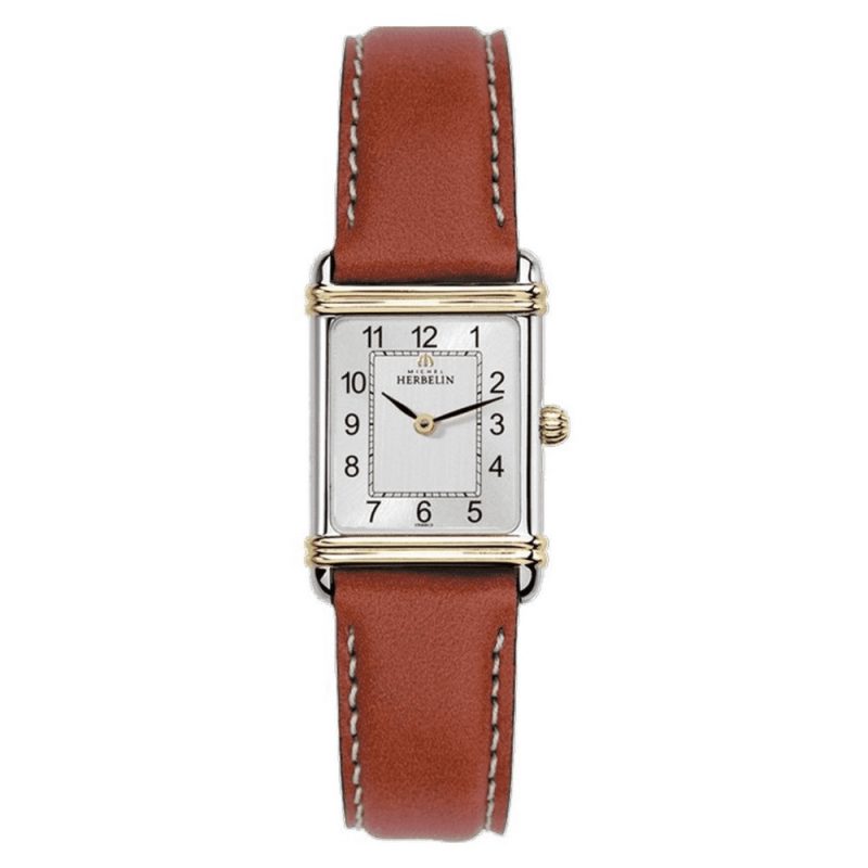 Montre Femme Herbelin Acier Bicolore Art Deco Bracelet Cuir Gold 17478T22GO
