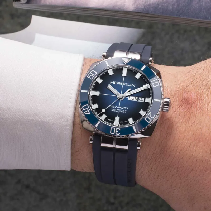 Montre Homme Herbelin Acier Newport Diver Automatic Elastomère FKM 1774BL15CB – Image 2