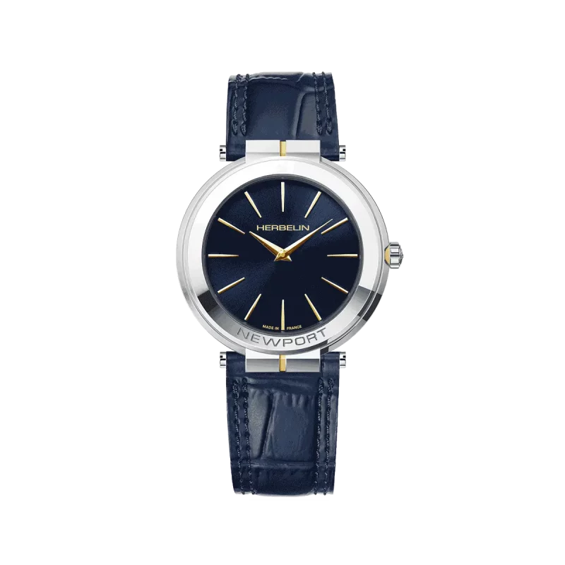 Montre Homme Herbelin Homme Acier Bicolore Newport Slim Cuir Bleu 19522T15BL