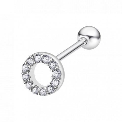 Boucle d'oreille Ear Cuff Argent 925/1000 Rond oxydes et Boule Vis
