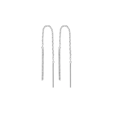 Boucles d'oreilles Assi Pendantes Argent 925/1000 Rhodié et Barette Oxydes