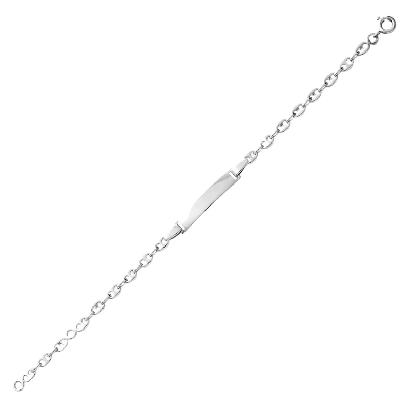 Bracelet Identité Bébé Argent 925/1000 Rhodié Maille Grain de Café 15 cm – Image 2