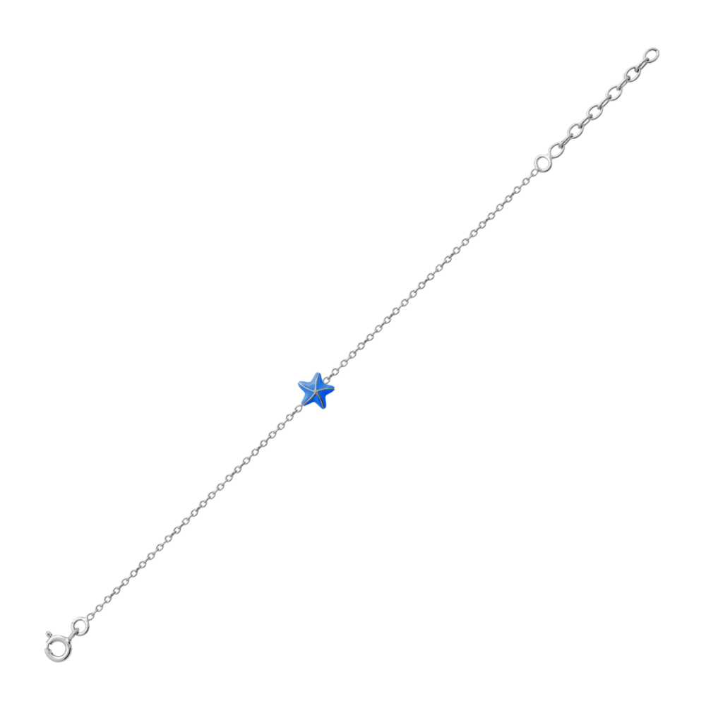 Bracelet Enfant Argent Rhodié 925/1000 Étoile de Mer avec Laque Bleue – Image 2