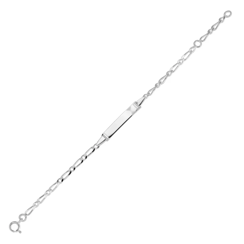 Bracelet Identité Bébé Argent 925/1000 Rhodié Maille Cheval Alternée 15 cm – Image 2