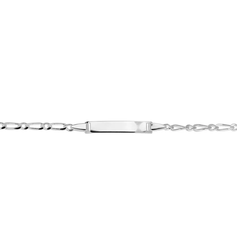 Bracelet Identité Bébé Argent 925/1000 Rhodié Maille Cheval Alternée 15 cm
