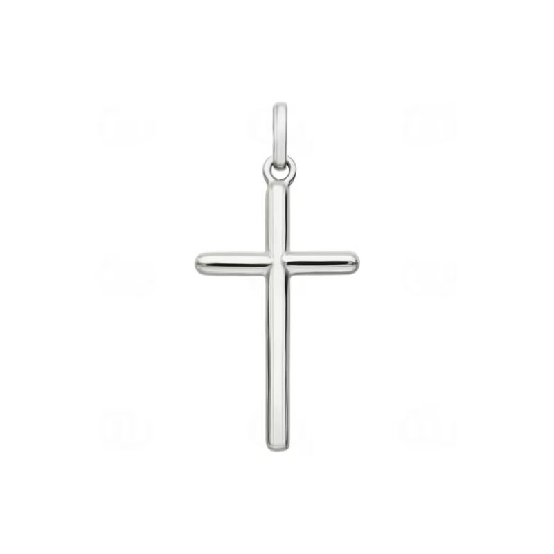 Croix Argent 925/1000 Rhodié Fil Rond 33mm