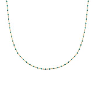 Collier Boho Plaqué or Jaune et Résine Vert Turquoise