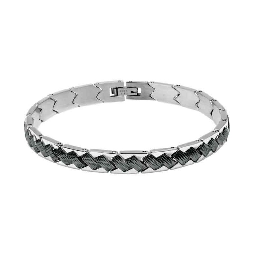 Bracelet Homme Rochet Acier Bicolore Acier Noir 8mm Gatsby HB4882