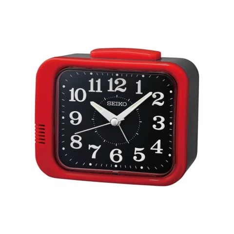 Réveil SEIKO Rectangulaire Rouge et Noir Sonnerie Cloches QHK058R