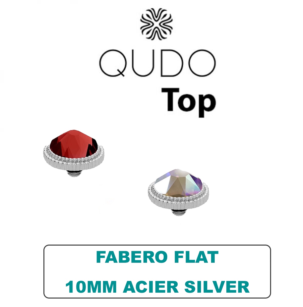Tops Qudo Fabero Flat 10 mm Acier Silver Cristal