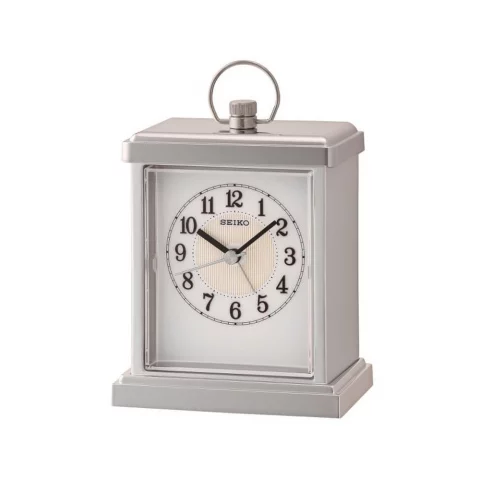 Pendulette SEIKO Rectangulaire Argent Métallisé avec Fonction Alarme QHE148SN