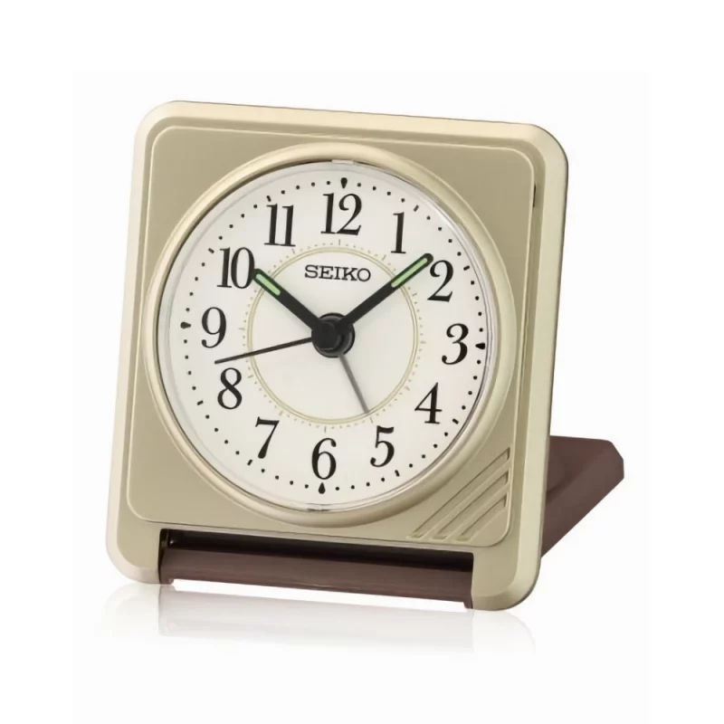 Réveil de Voyage Carré Seiko Doré Métallisé QHT015F