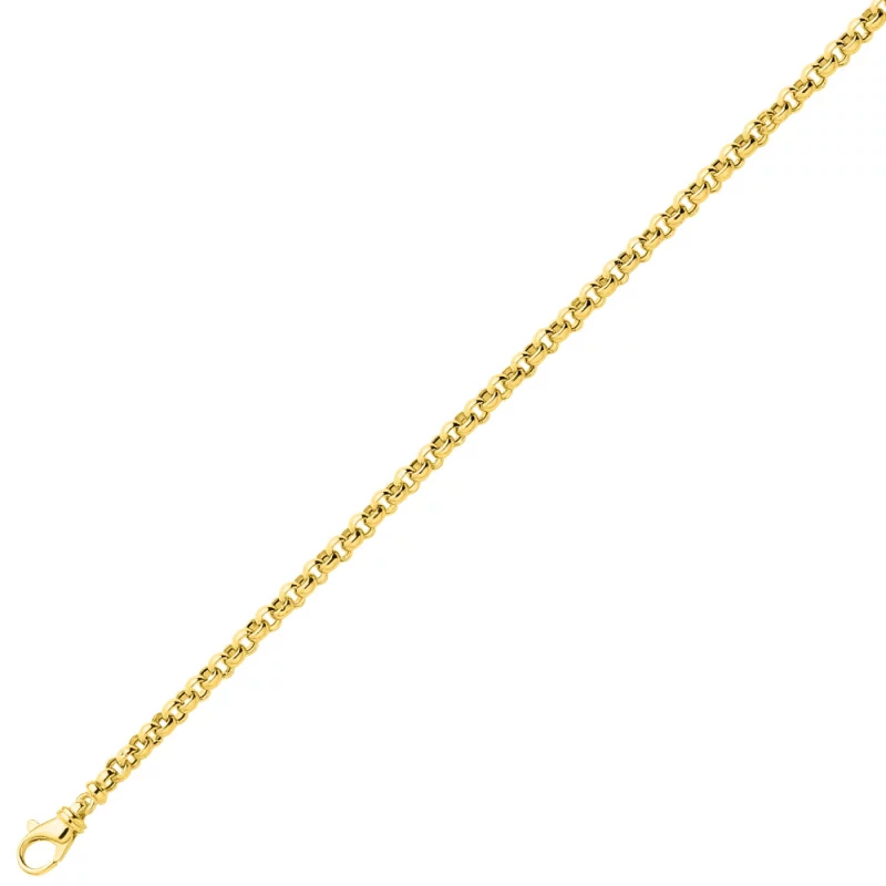 Bracelet Or Jaune 750/1000 Maille Jaseron Creuse 4mm – Image 2
