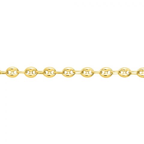 Bracelet Or Jaune 750/1000 Maille Grain de Café Creuse 18 cm